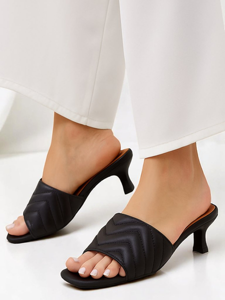 Sandały Callista Nero na szpilce 5 cm, lato, skóra eko