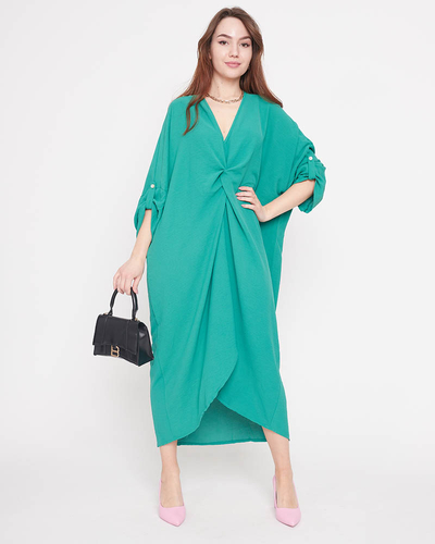 Rochie oversize dama verde cu volane - Imbracaminte