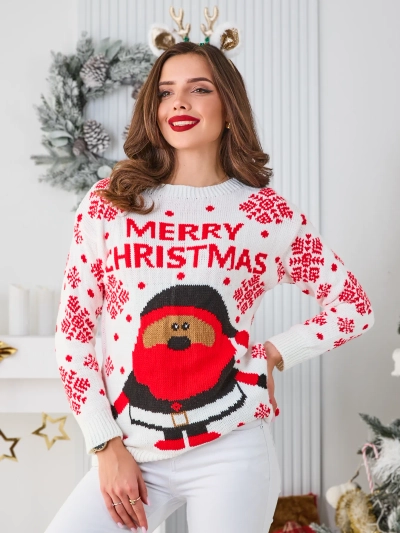 Royalfashion Pulover de Crăciun pentru femei cu Moș Crăciun