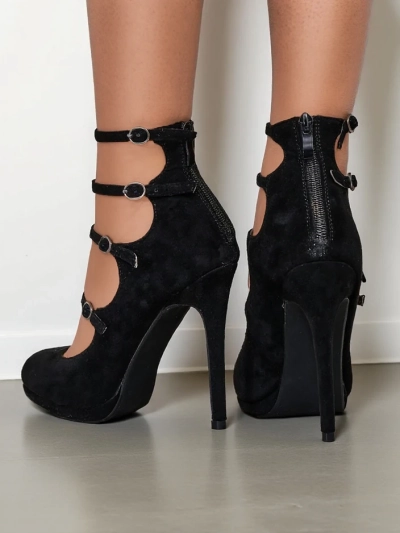 Royalfashion Pantofi cu toc stiletto pentru femei cu curele Celose