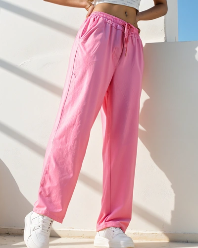 Pantaloni din țesătură din bumbac pentru femei Royalfashion, drepti