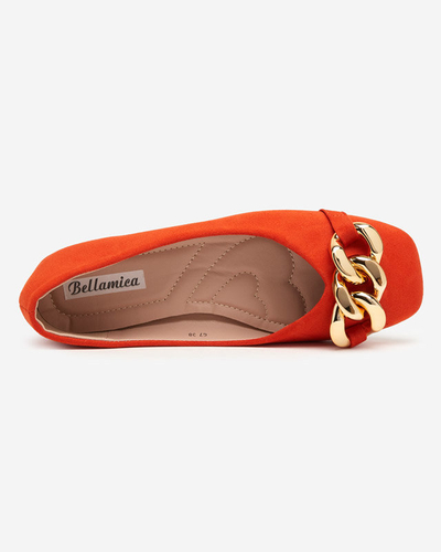 OUTLET Balerini de dama portocalii cu decor Caviene - Incaltaminte