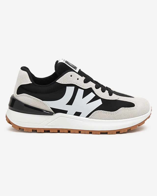 Tenisori de damă negri cu inserții gri Narisa - Încălțăminte