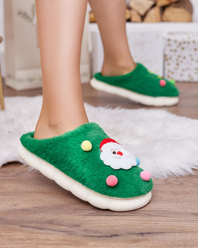 Royalfashion Papuci de Crăciun pentru femei, de culoare verde Fertemse