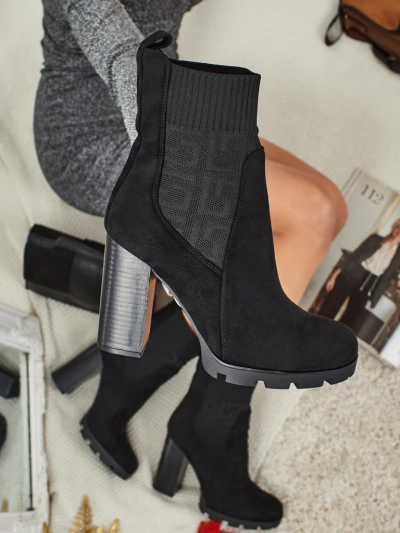 Botine damă eco piele întoarsă cu toc Vansoria