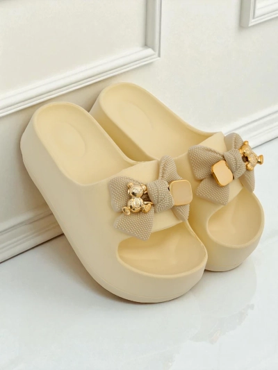 Royalfashion Șlapi de damă din cauciuc cu fundiță decorativă Alday