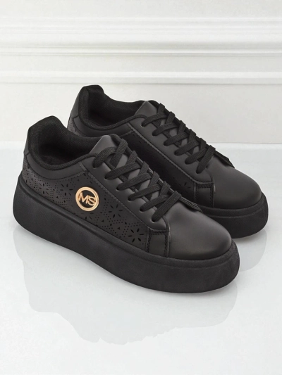Sneakersy damskie platforma Perseida Royalfashion czarne skóra ekologiczna