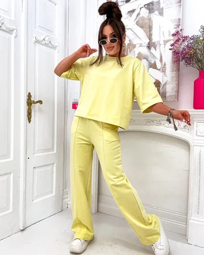 Royalfashion Set de bumbac pentru femei cu pantaloni largi