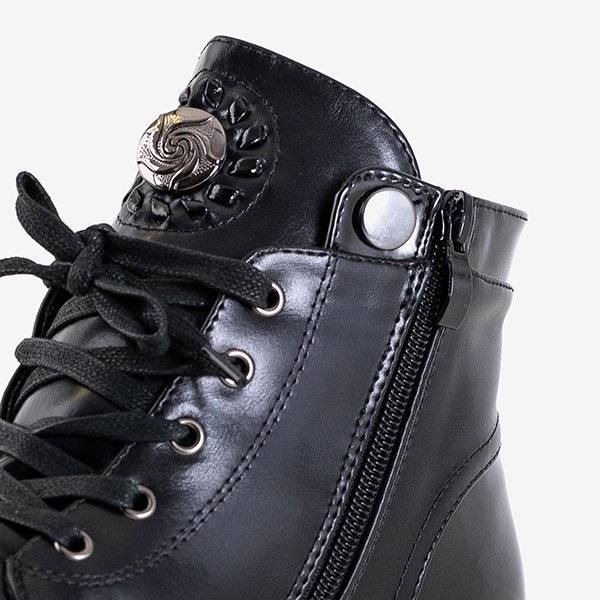 Cizme dama negre cu dantela Andria - Încălțăminte