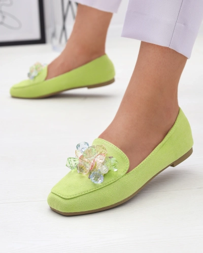 Mocasini verzi din piele ecologică de piele de căprioară pentru femei Gepossa- Footwear