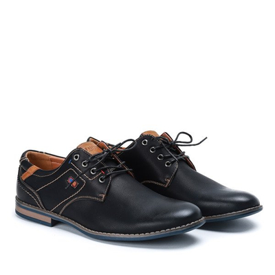 Czarne, sznurowane półbuty męskie Henrico - Obuwie