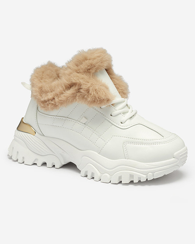 Pantofi sport dama alb cu blana Flixi - Incaltaminte