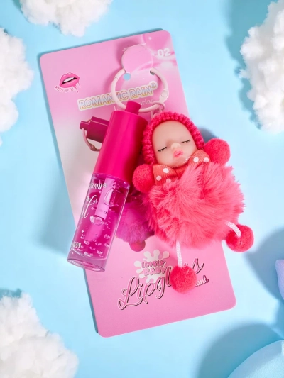 Luciu de buze pentru copii cu păpușă Fuchsia