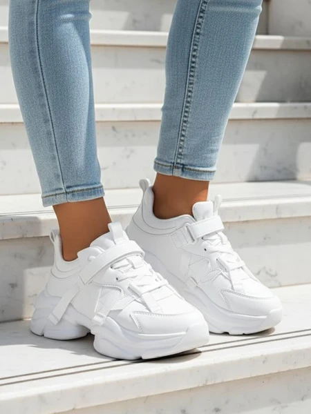 Sneakers de la Giulia Bella cu platformă, de culoare albă