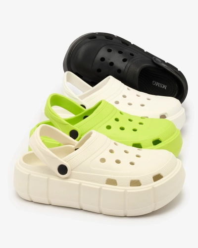 Royalfashion Șlapi de damă crem cu ornament ajurat Mightty