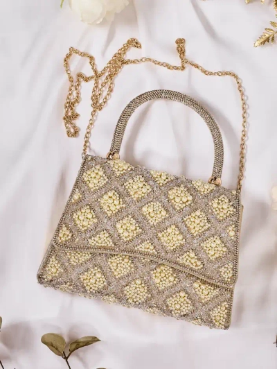 Royalfashion Mică geantă de mână pentru femei cu strasuri și perle