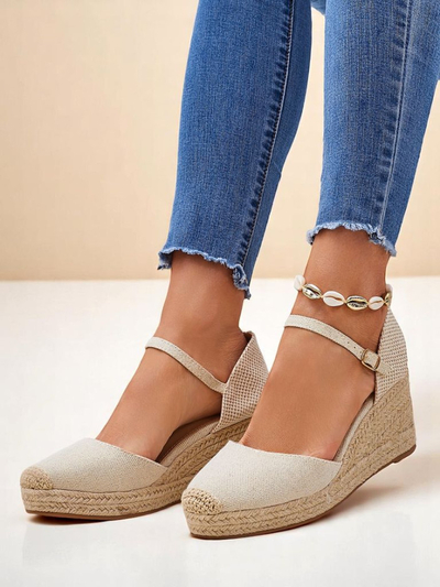 Dylne sandale koturne Callista Royalfashion bež ekologicka kozha