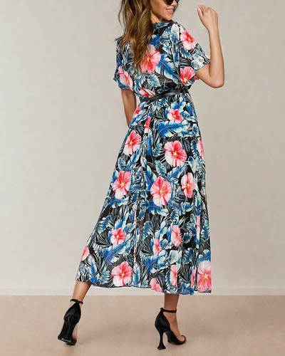Royalfashion Rochie midi plisată cu motive florale pentru femei