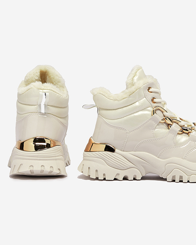 Pantofi sport de iarnă pentru femei crem a'la trappers Mertika - Încălțăminte