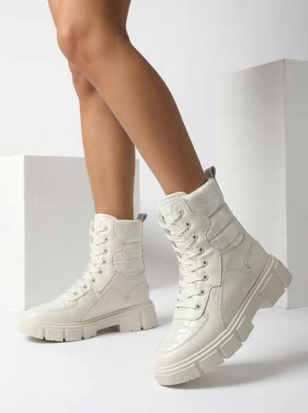 Calista Încălțăminte Dama Botine Moderne Plate Crem