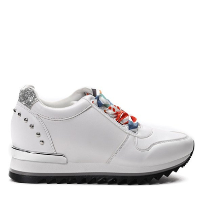 Białe tenisówki wiązane chustą Madalynn- Obuwie