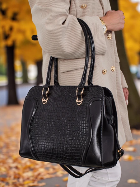 Poșetă de damă shopper din piele ecologică cu imprimeu Iron Lace