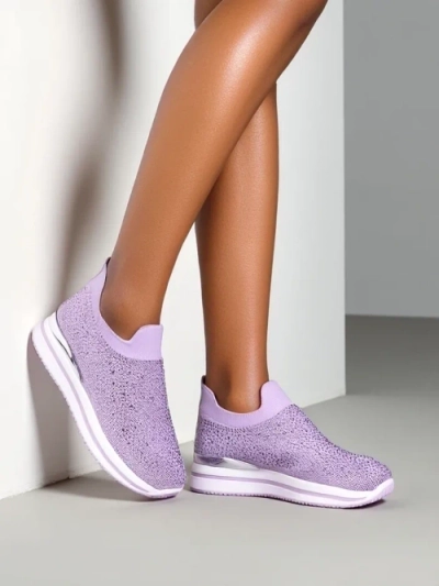 Pantofi sport slip-on pentru femei Royalfashion cu strassuri Adeq