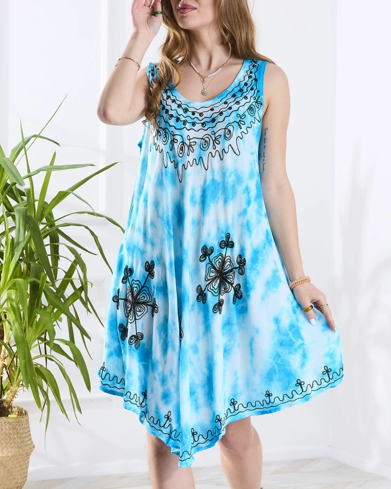 Cuvertură de pat de tip rochie de plajă pentru femei, de culoare albastră, cu imprimeu - Îmbrăcăminte