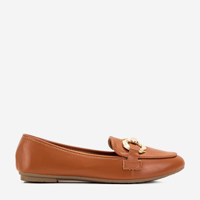 OUTLET Mocasini de dama maro cu decor Pyolens - Incaltaminte