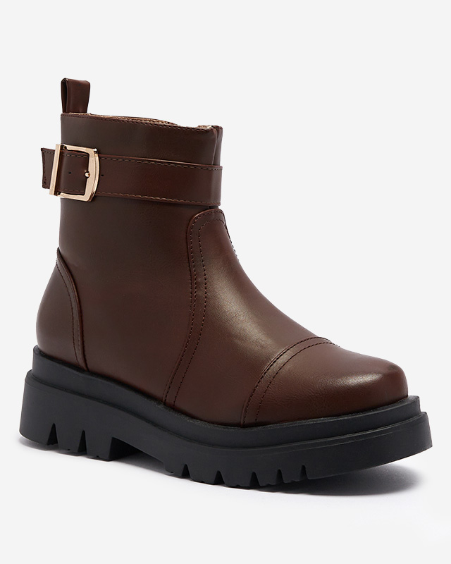 Cizme de damă maro închis cu cataramă Utilas - Încălțăminte