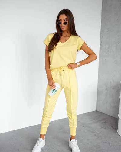 Royalfashion Set casual din bumbac pentru femei, cu mâneci scurte