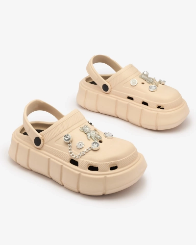 Royalfashion Șlapi de cauciuc pentru femei bej Kooranza