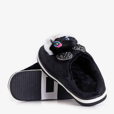 Papuci de damă negri cu iepurașul Pivi - Încălțăminte