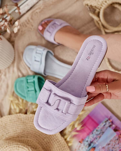 Royalfashion Șlapi de damă mov cu cataramă Rydr