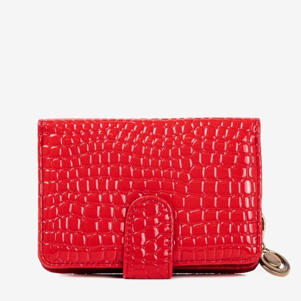 Portofel mic pentru femei roșu, cu relief de animale - Portofel