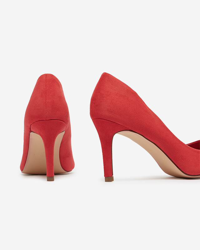 Pantofi clasici cu toc stiletto pentru femei, cu nasul în formă de stiletto, de culoare roșie Qerma- Footwear