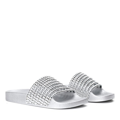 Srebrne klapki gumowe Mogoro - Obuwie