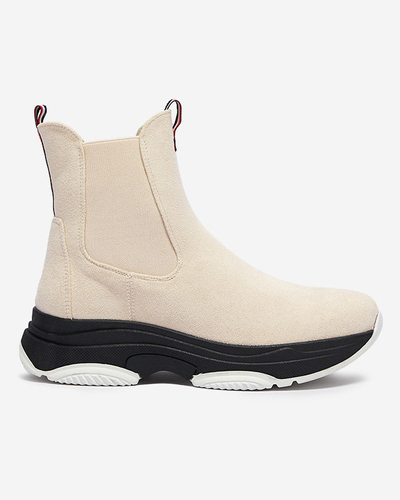 Cizme de damă din piele ecologică izolată de culoare bej Ducti- încălțăminte