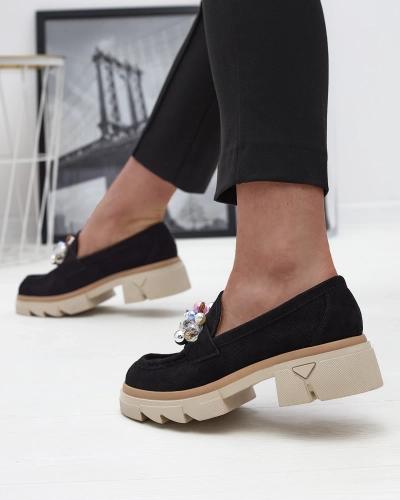 Mocasini negri traforați de damă Peloga- Footwear