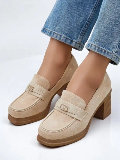 Mocasini cu toc bloc de damă Royalfashion Evelay