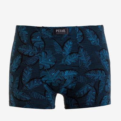 Pantaloni scurți de bărbați negri cu modele turcoaz - Lenjerie intimă