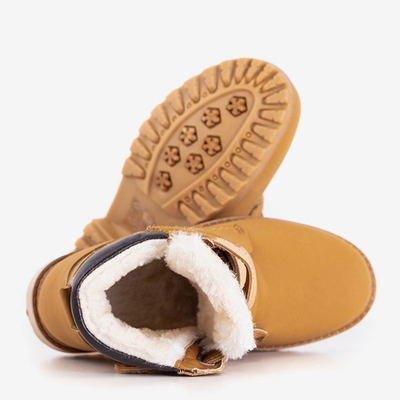 Cizme de drumeții pentru copii din piele ecologică maro Amila - Încălțăminte