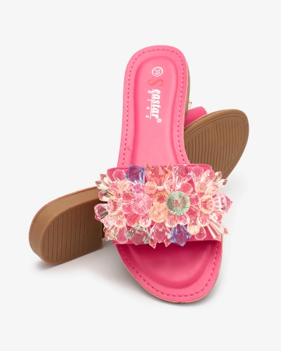 Royalfashion Flip-flops de damă Fuchsia cu cristale colorate Bling Breeze
