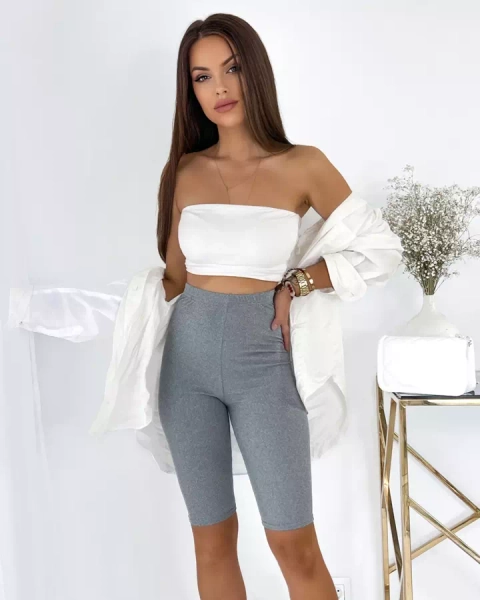 Royalfashion Pantaloni scurți de ciclism cu nervuri pentru femei Grey