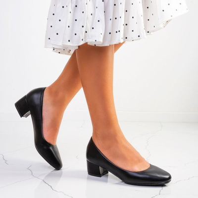 Czarne czółenka na niskim obcasie Mylah- Obuwie