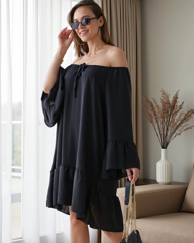 Rochie off-the-shoulder Royalfashion pentru femei, cu volane, oversized