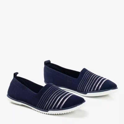 OUTLET Adidași alunecați cu dungi de culoare albastru marină de la Yeqa - Încălțăminte