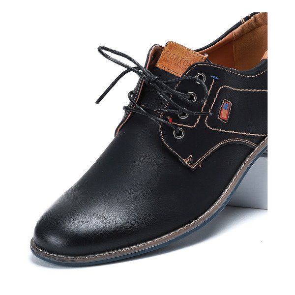 Czarne, sznurowane półbuty męskie Henrico - Obuwie