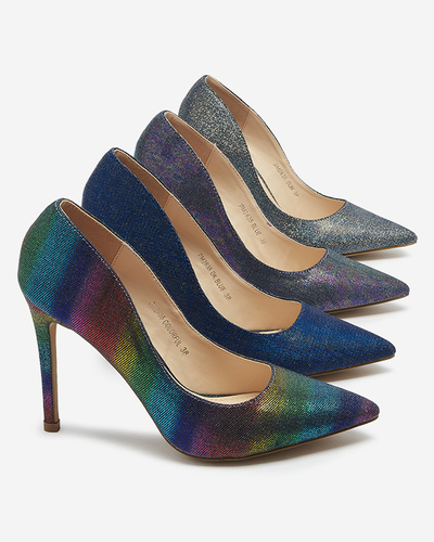 Pantofi stiletto de damă holografici grafit Soddo- Footwear