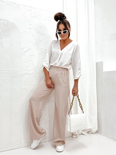 Royalfashion Pantaloni largi din țesătură pentru femei